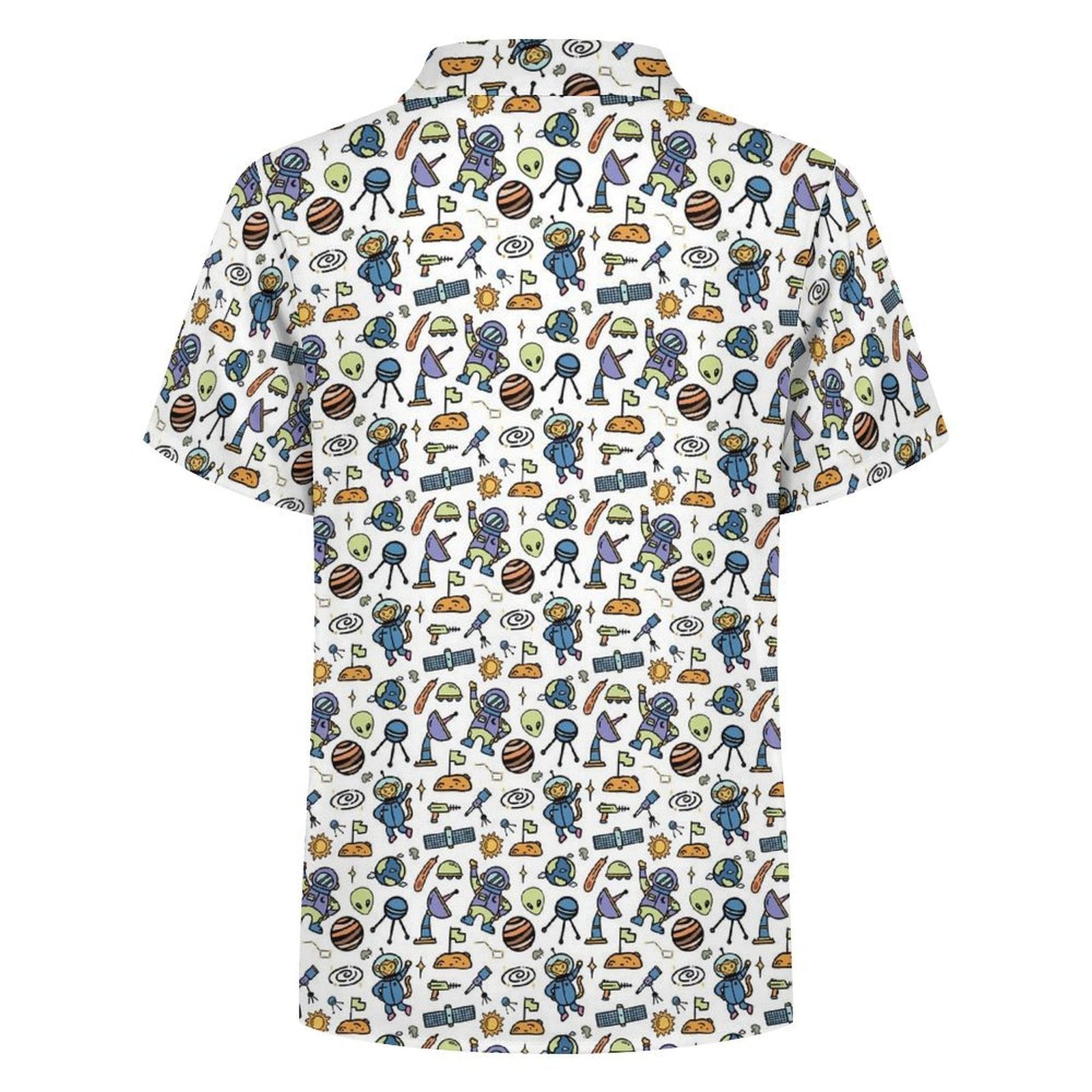 Monkey Astronaut Kids Youth Short Sleeve Button Up Shirt