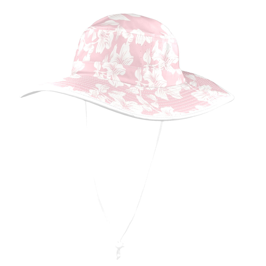 Pink Hawaiian Floral Wide Brim Bucket Hat Wide Brim Bucket Hat Plants Printed Offshore
