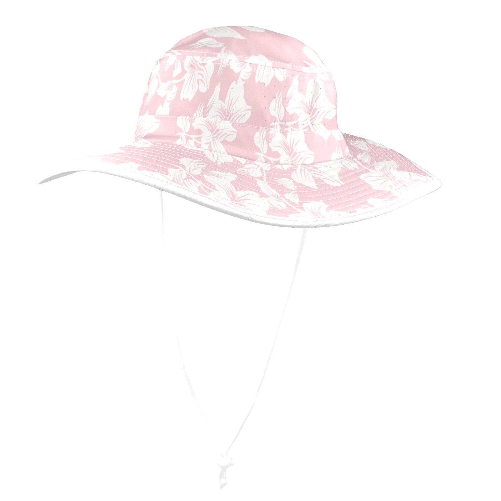 Pink Hawaiian Floral Wide Brim Bucket Hat Wide Brim Bucket Hat Plants Printed Offshore