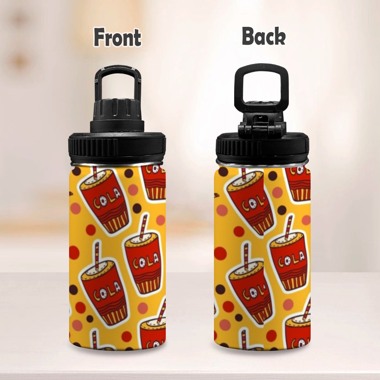 Cola Kids Water Bottle with Chug Lid (12 oz) Kids Water Bottle with Chug Lid Food Printed Offshore