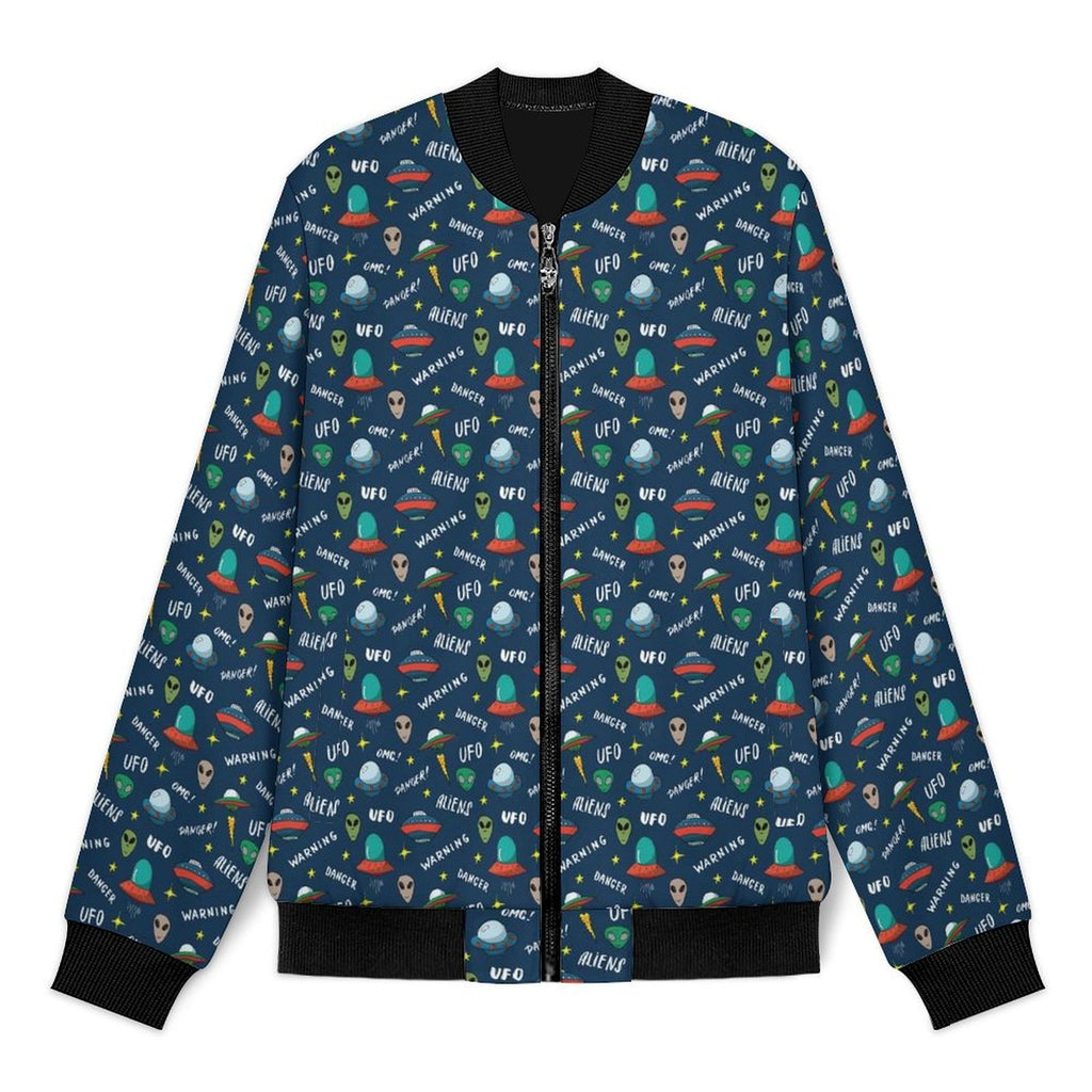 UFO's And Aliens Men's Casual Zip‑Up Bomber Jacket