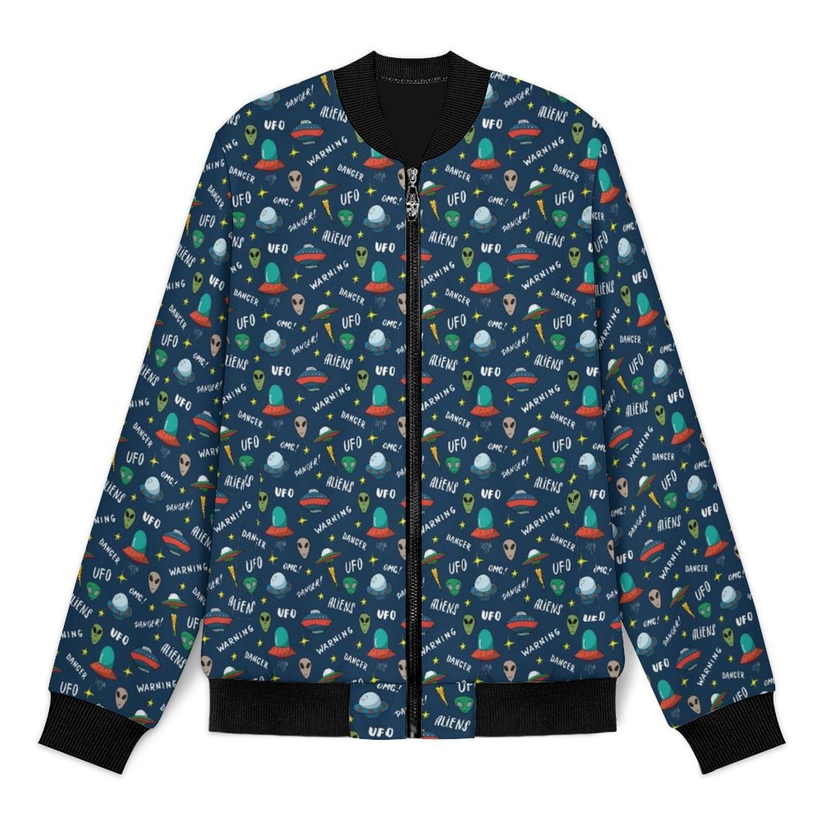 UFO's And Aliens Men's Casual Zip‑Up Bomber Jacket