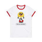 Feeling Confident - Women's Ringer Tee White Red Womens Ringer T-shirt Printed In Australia