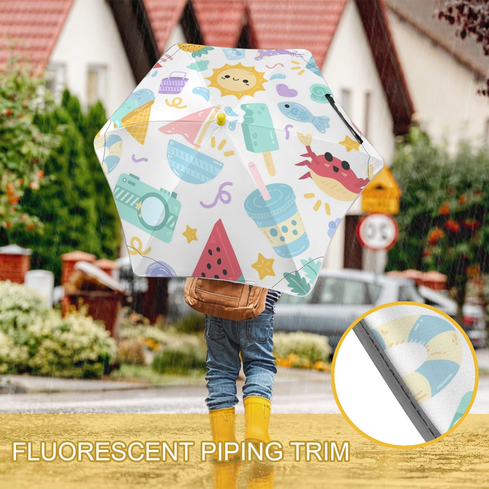 Summer Fun Kids Safe Round Corner Umbrella Kids Safe Round Corner Umbrella Printed Offshore Summer