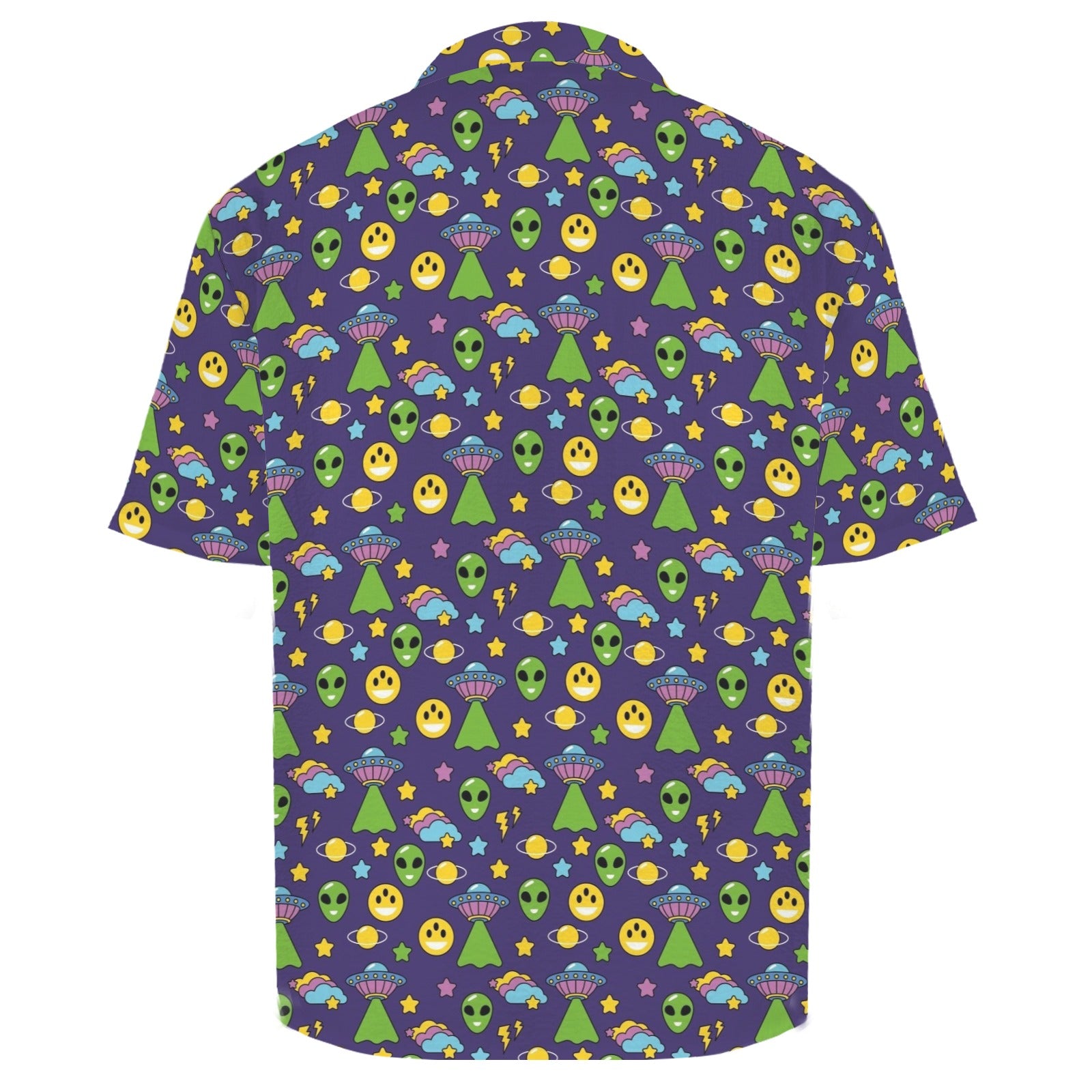 Groovy Alien And UFO Men's Crinkle Hawaiian Shirt