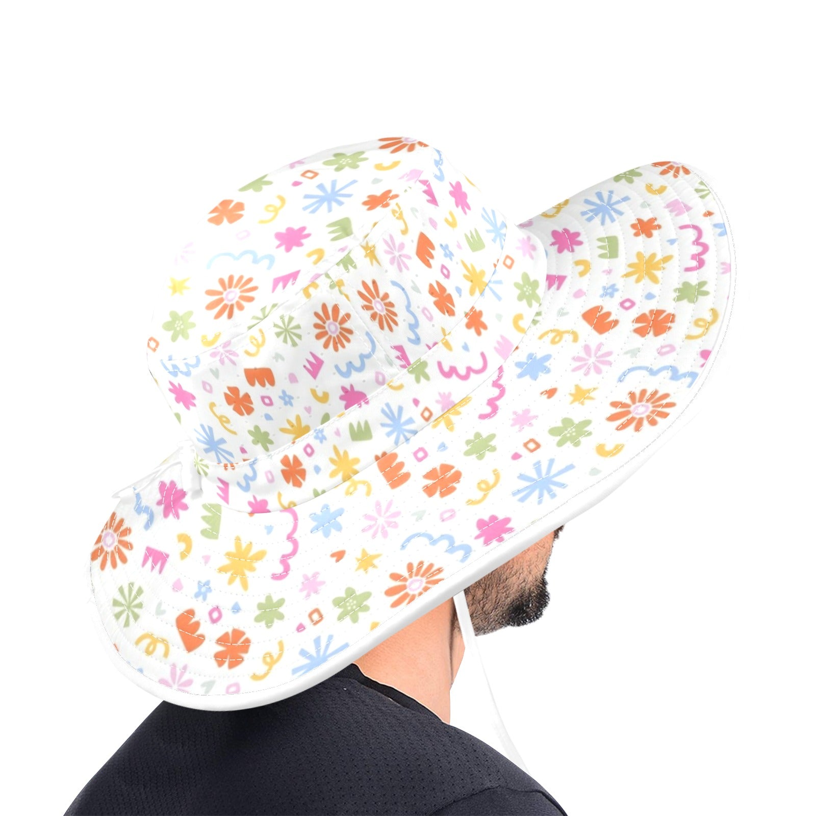 Abstract Colourful Shapes - Wide Brim Bucket Hat Wide Brim Bucket Hat Printed Offshore
