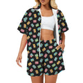 Colourful Cassettes Women's Windbreaker Short Set 2XL Women's Windbreaker Short Set Music Printed Offshore Retro