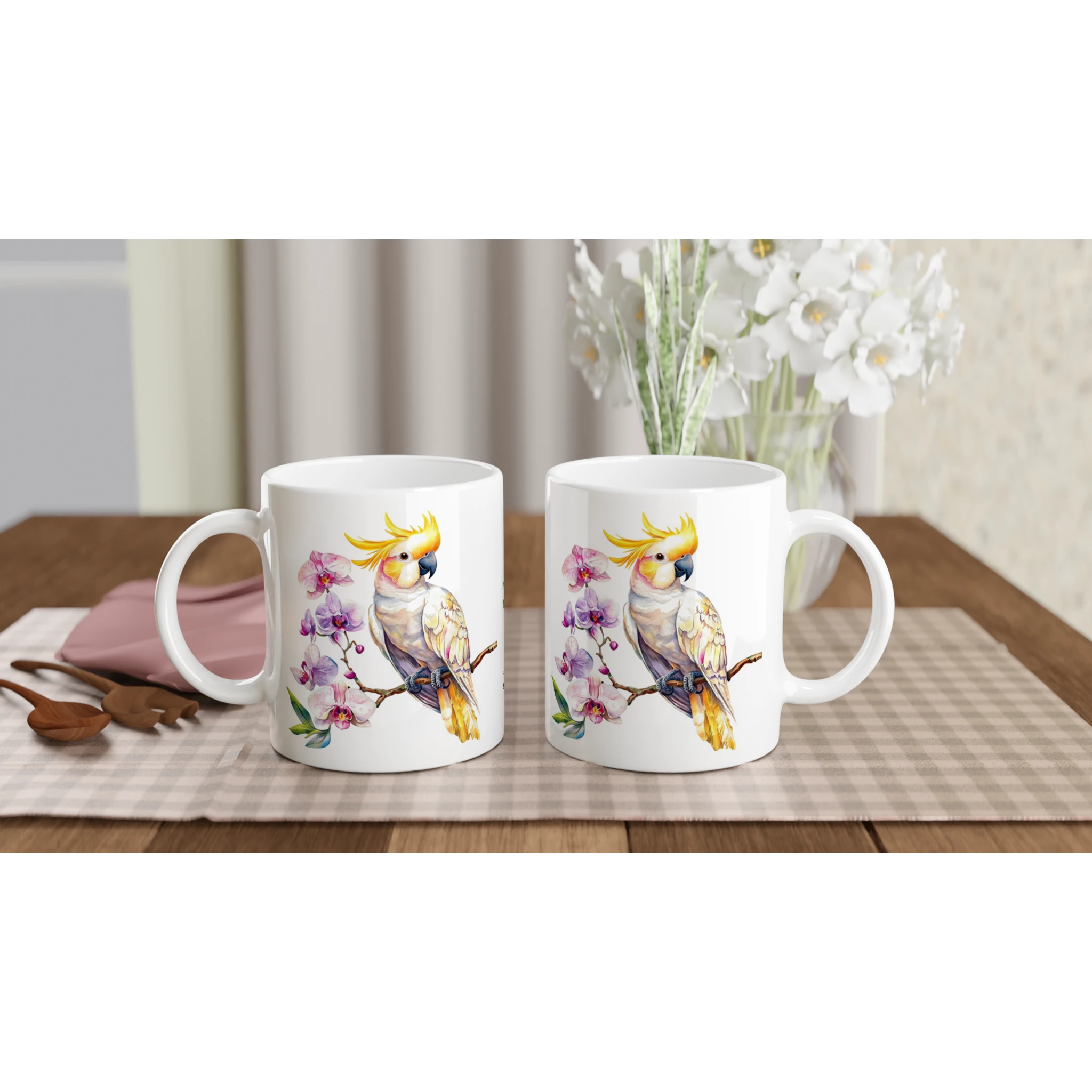 Personalise - Cockatoo, Australian Birds - White 11oz Ceramic Mug Personalised 11oz Mug