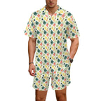 Pineapple Tropical Men's Hawaiian Shirt & Shorts Set Men's Hawaiian Shirt & Shorts Set Food Printed Offshore