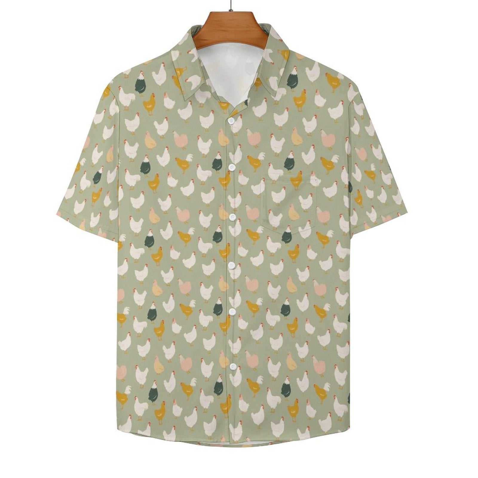 Chicken Life Women's Short-Sleeve Button Up Shirt Women's Short-Sleeve Button Up Shirt animal Birds Printed Offshore