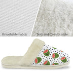 Happy Watermelons Men's Fur Trim Thick-Sole Indoor Slippers Men's Fur Trimmed Slippers Food Printed Offshore