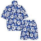 Blue Hawaiian Floral Women's Windbreaker Short Set Women's Windbreaker Short Set Plants Printed Offshore