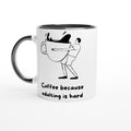Coffee Because Adulting Is Hard White 11oz Ceramic Mug with Colour Inside Ceramic Black Colour 11oz Mug coffee Globally Fulfilled