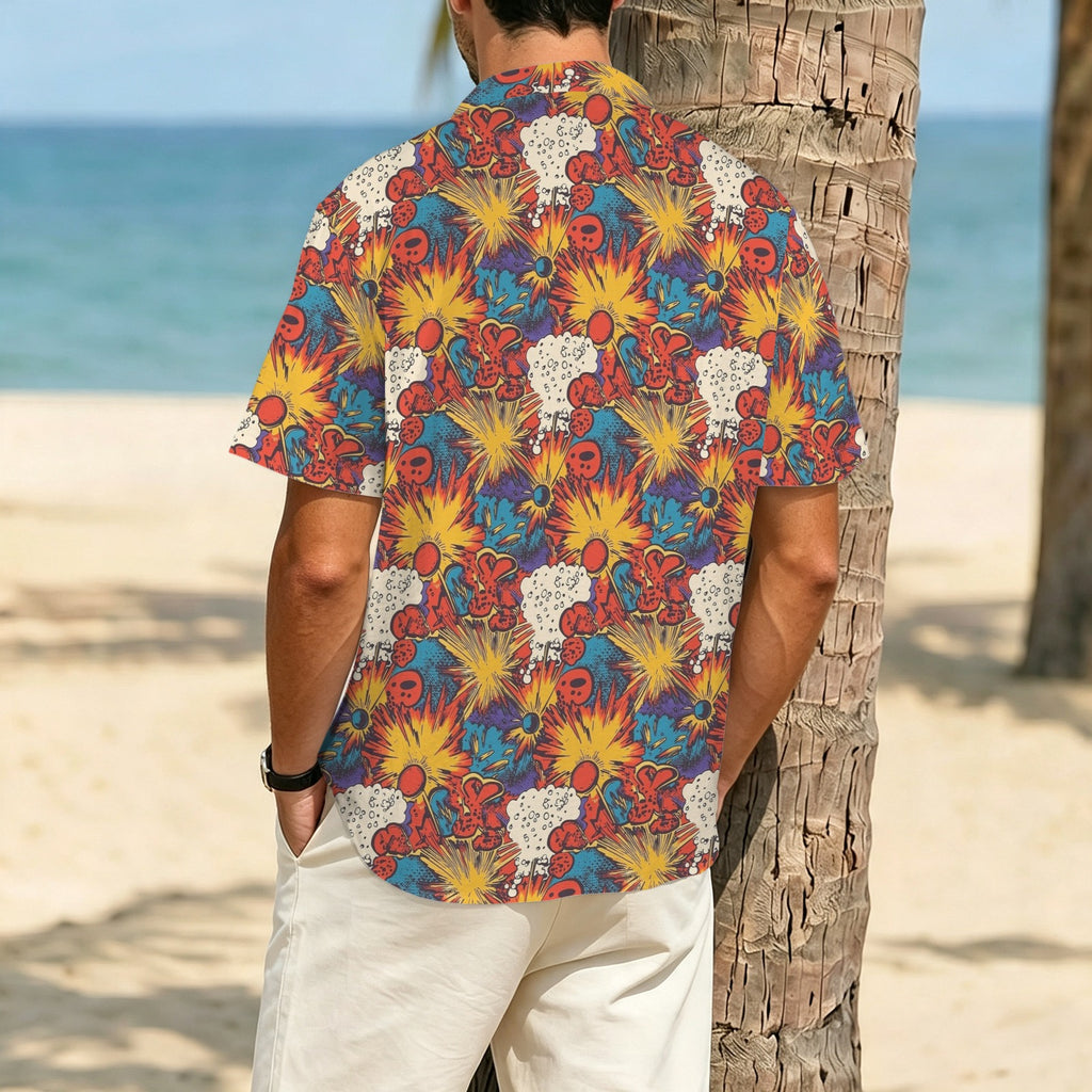 Comic Book Explosions Men's Crinkle Hawaiian Shirt