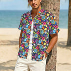 Sticker Music Men's Crinkle Hawaiian Shirt