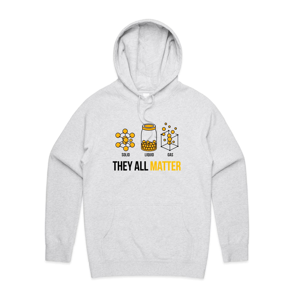 They All Matter Solid Liquid Gas Men's AS Colour Hoodie White Marle Mens Hoodie Printed In Australia Science