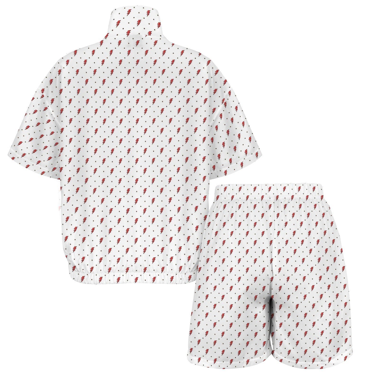 Red Lightning Women's Windbreaker Short Set Women's Windbreaker Short Set comic Printed Offshore