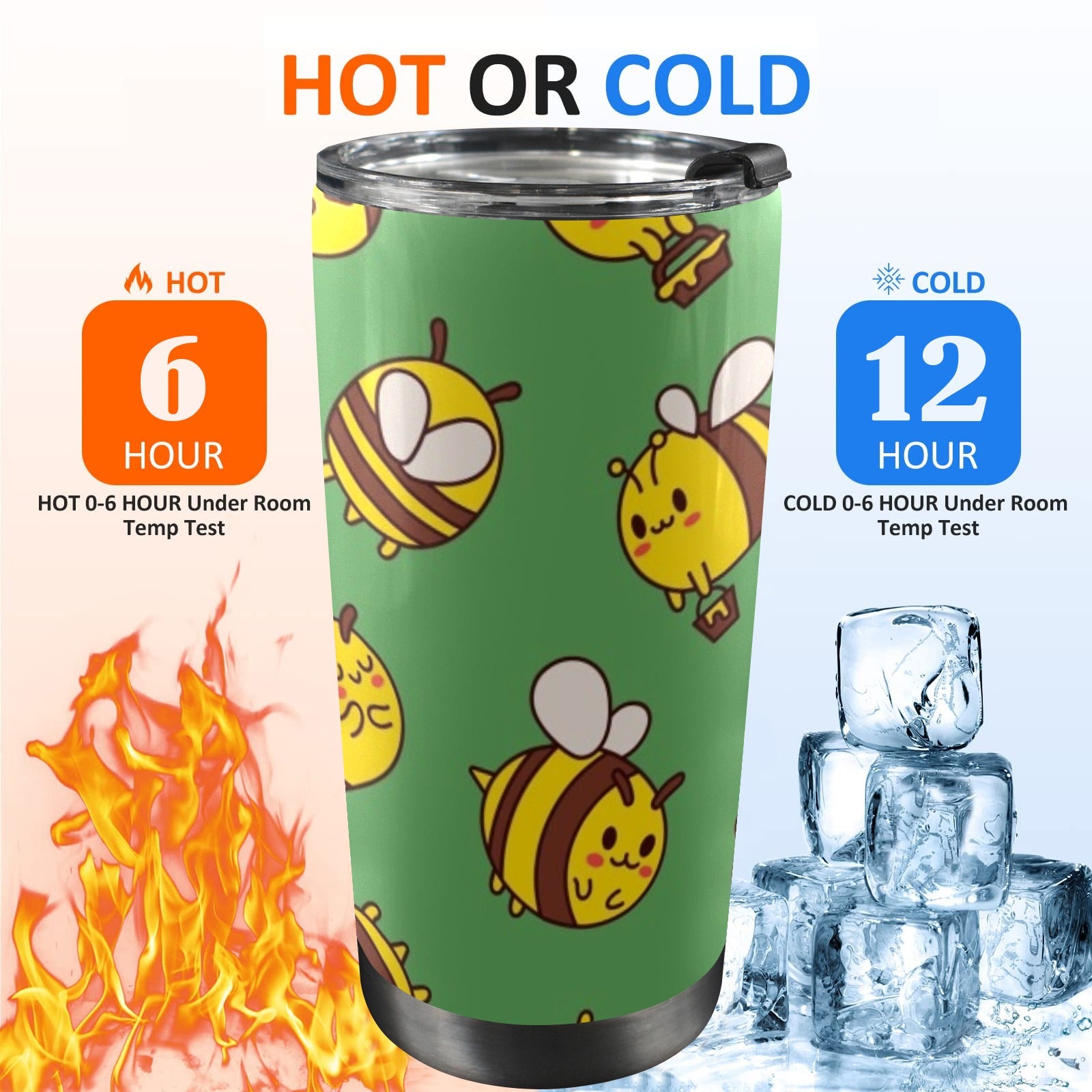 Busy Bees 20oz Mobile Tumbler with Lid (Black Lock) 20oz Travel Mug animal Printed Offshore