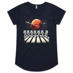 Astronaut Zebra Crossing In Space - Womens Scoop Neck T-Shirt Navy Womens Scoop Neck T-shirt Printed In Australia Space