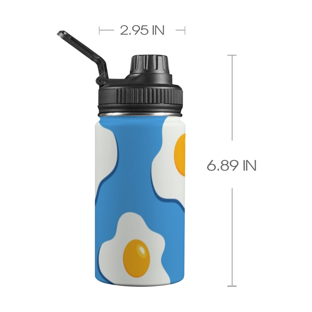 Fried Eggs - Kids Water Bottle with Chug Lid (12 oz) One Size Kids Water Bottle with Chug Lid Food Printed Offshore