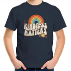 Kindness Matters - Kids Youth T-Shirt Navy Kids Youth T-shirt Kindness Positivity Printed In Australia Retro