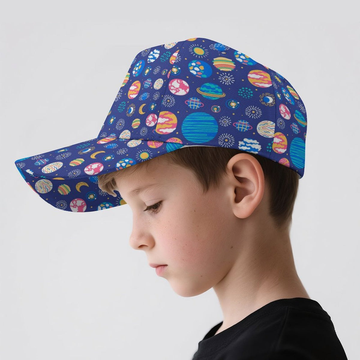 Planets On Blue Kids Baseball Cap Kids Baseball Hat Printed Offshore Space