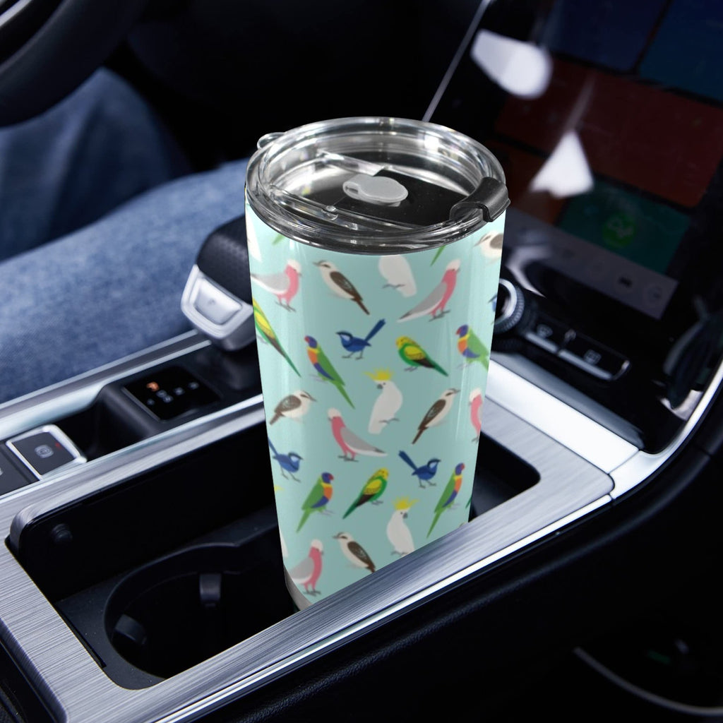 Australian Birds 20oz Mobile Tumbler with Lid (Black Lock) 20oz Travel Mug Australia Birds Printed Offshore