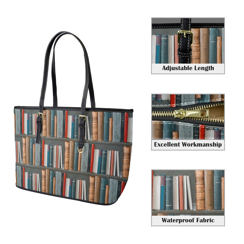 Books - Leather Tote Bag-Large