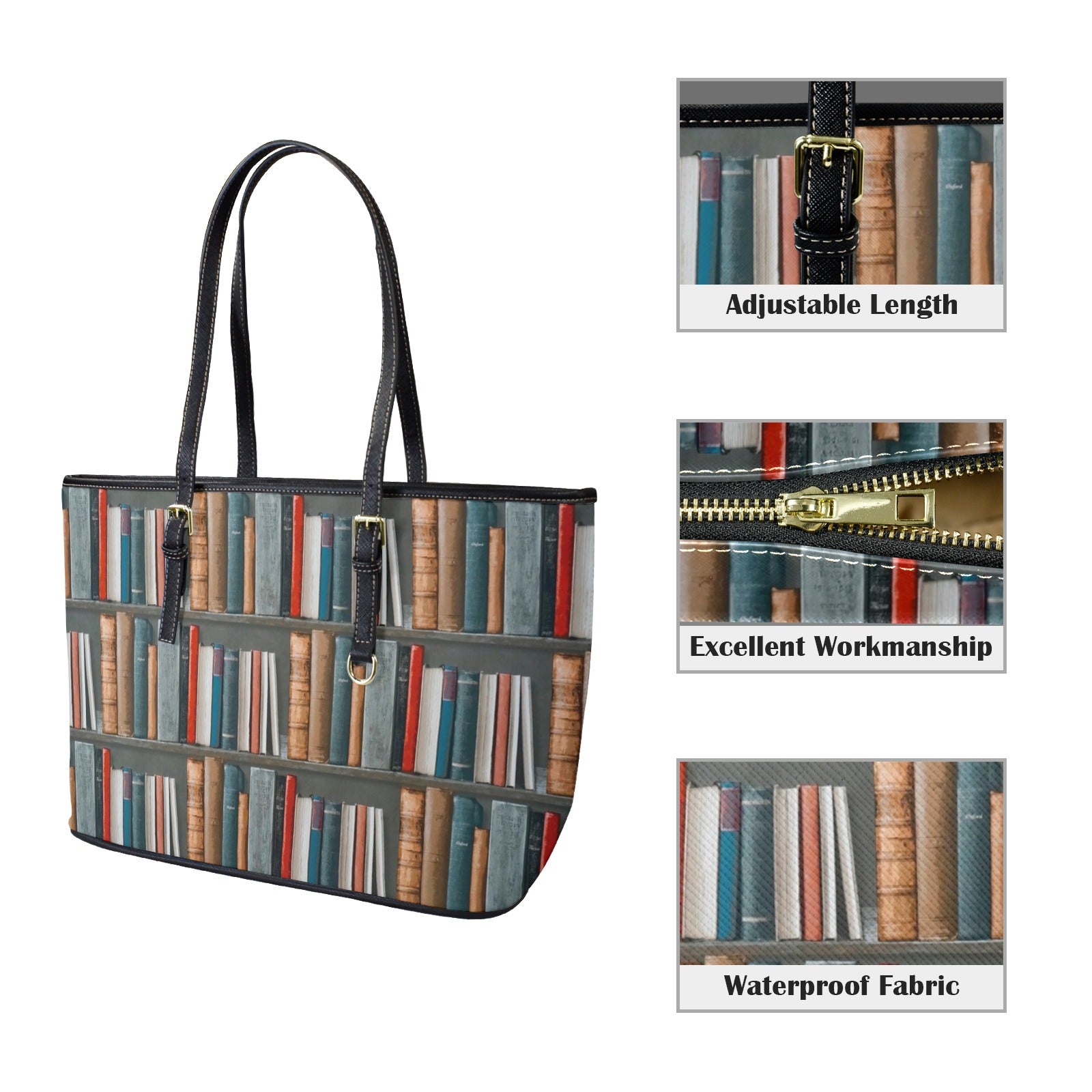Books - Leather Tote Bag-Large