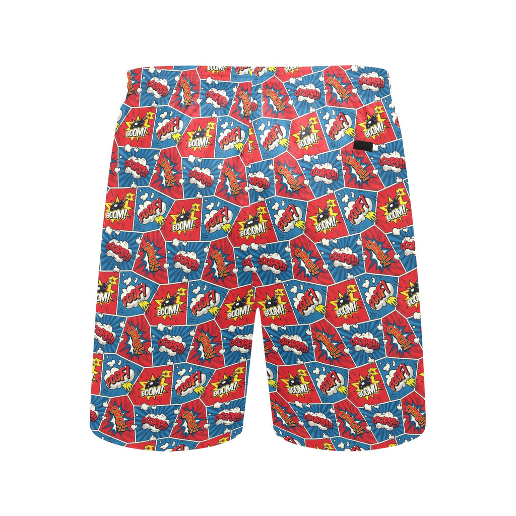 Comic Book Cells Men's Mid-Length Beach Shorts Men's Mid-Length Beach Shorts comic Printed Offshore