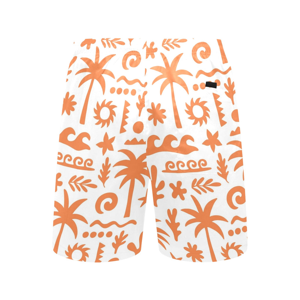 Orange Surf Men's Mid-Length Beach Shorts Men's Mid-Length Beach Shorts Printed Offshore Surf