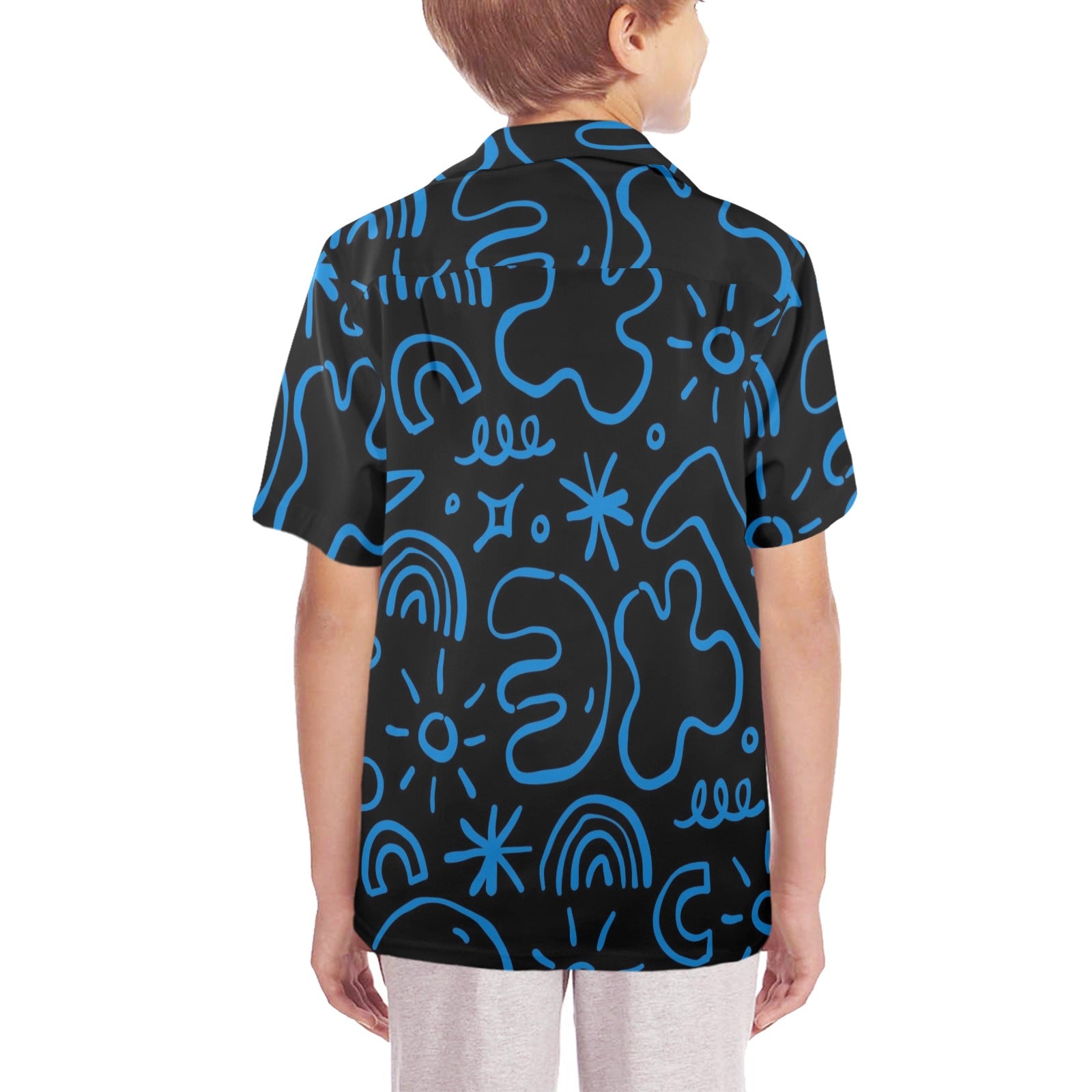 Blue Squiggle - Senior Kids Hawaiian Shirt