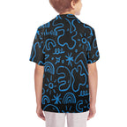 Blue Squiggle Senior Kids Hawaiian Shirt Senior Kids Hawaiian Shirt 8-15 Printed Offshore