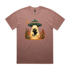 Black Cat Alien UFO Abduction AS Colour Heavy Faded Tee Faded pink Heavy Faded T-shirt animal Printed In Australia Sci Fi