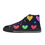 Colourful Hearts - Kids' High Top Canvas Shoes US6Y Kids High Top Canvas Shoes Love Printed Offshore