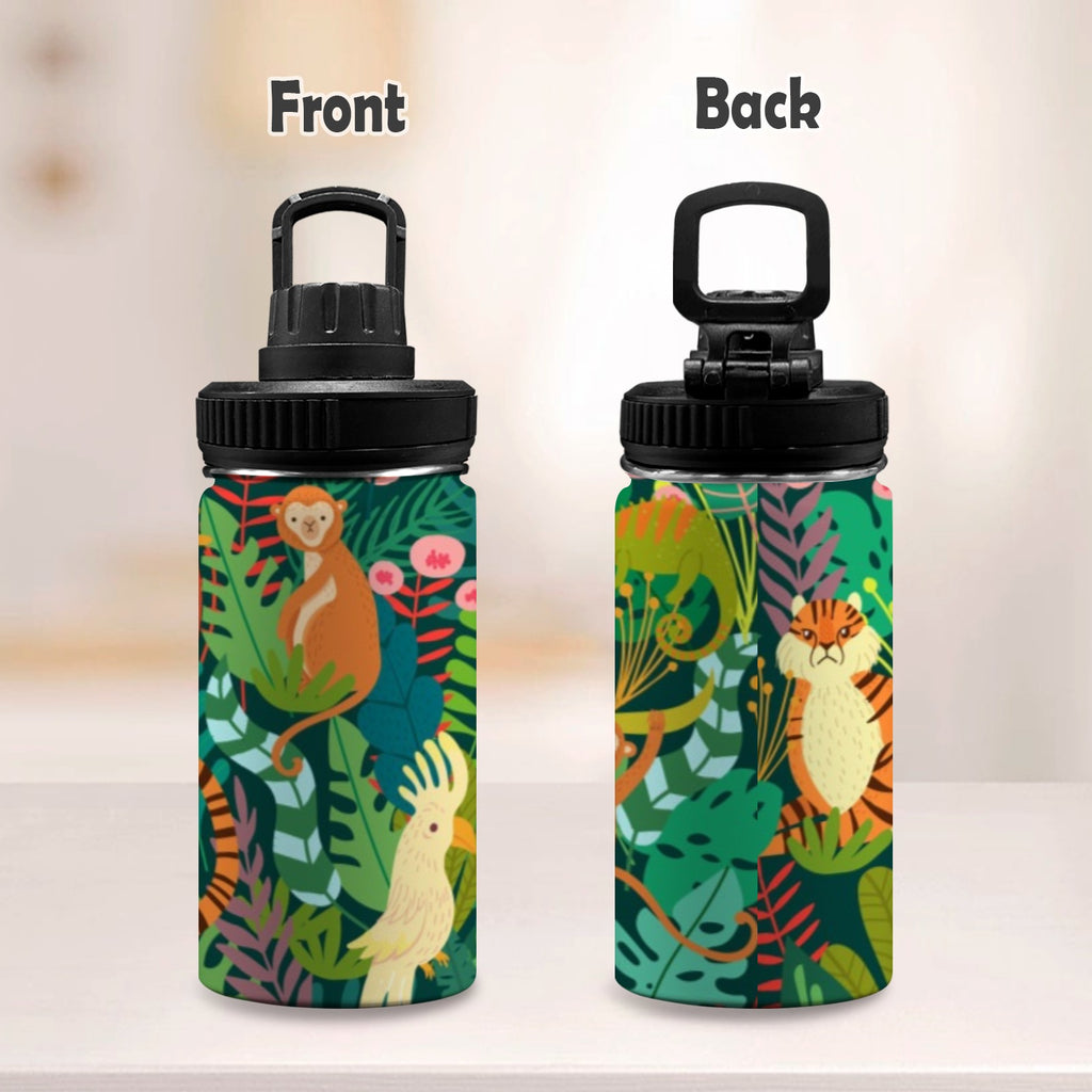 Tropical Jungle Animals - Kids Water Bottle with Chug Lid (12 oz) Kids Water Bottle with Chug Lid animal Printed Offshore