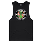 Alien, Coffee Is Universal - Mens Tank Top Tee Black Drop Arm Tank Top Coffee Printed In Australia Sci Fi
