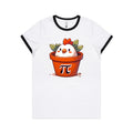 Chicken Pot Pi Women's AS Colour Ringer Tee White Black Womens Ringer T-shirt animal Maths Printed In Australia