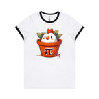 Chicken Pot Pi - Women's Ringer Tee White Black Womens Ringer T-shirt animal Maths Printed In Australia
