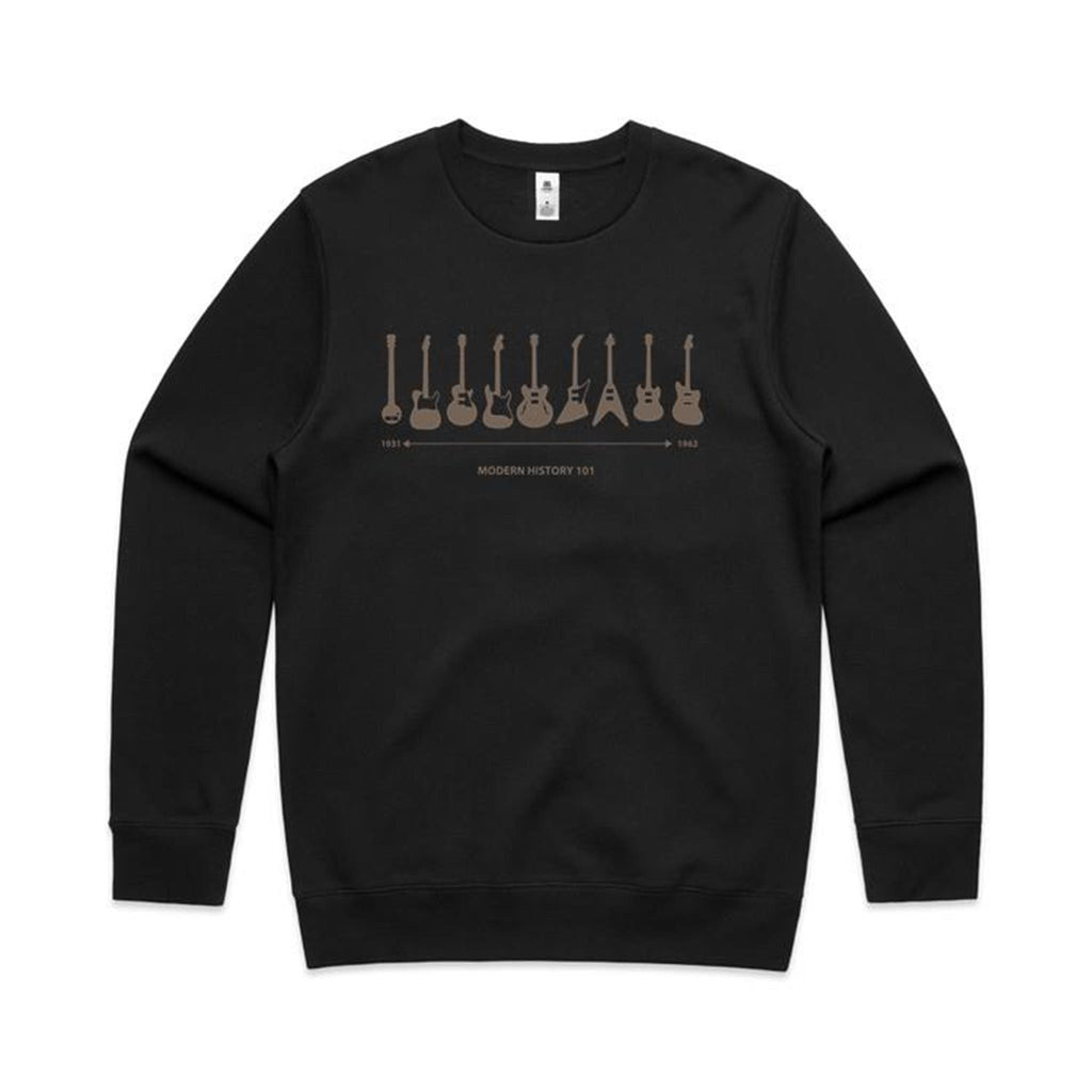 Guitar Timeline - AS Colour Stencil Crew Sweatshirt Black Sweatshirt Music Printed In Australia