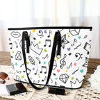 Music Time - Leather Tote Bag-Large