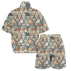Diamond Cat Pattern Women's Windbreaker Short Set Women's Windbreaker Short Set animal Printed Offshore