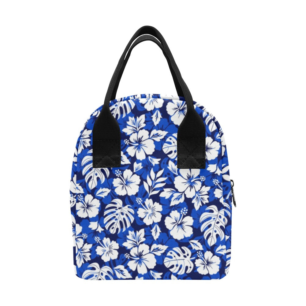 Blue Hawaiian Floral - Zipper Lunch Bag Zipper Lunch Bag Printed Offshore
