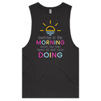 Exercise In The Morning - Tank Top Tee Coal Drop Arm Tank Top Fitness Printed In Australia