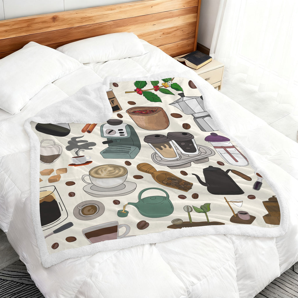 All The Coffee - Double-Layer Fleece Blanket 51"x59"