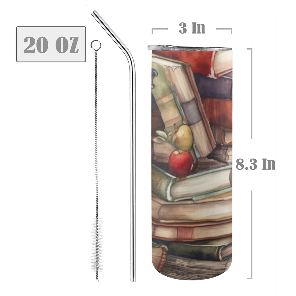 Watercolour Books - 20oz Tall Skinny Tumbler with Lid and Straw