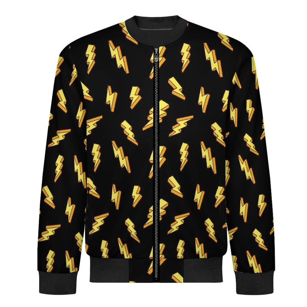 Lightning Bolts Men's Casual Zip‑Up Bomber Jacket