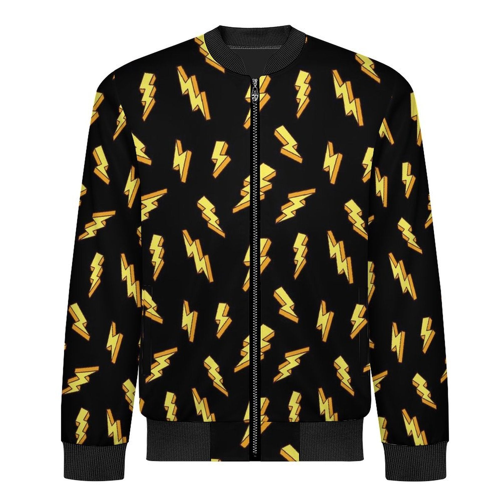 Lightning Bolts Men's Casual Zip‑Up Bomber Jacket
