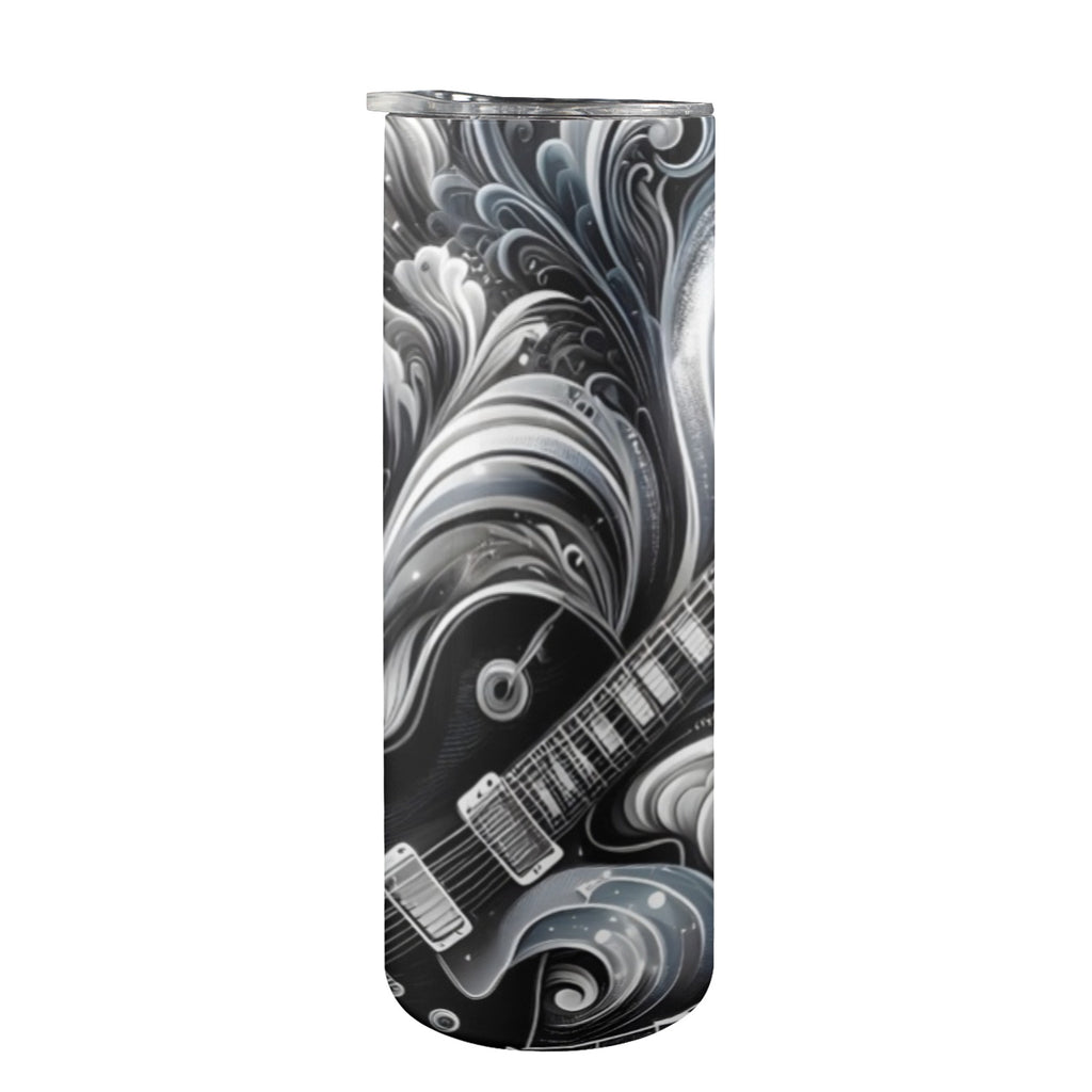 Guitar Black Swirl - 20oz Tall Skinny Tumbler with Lid and Straw