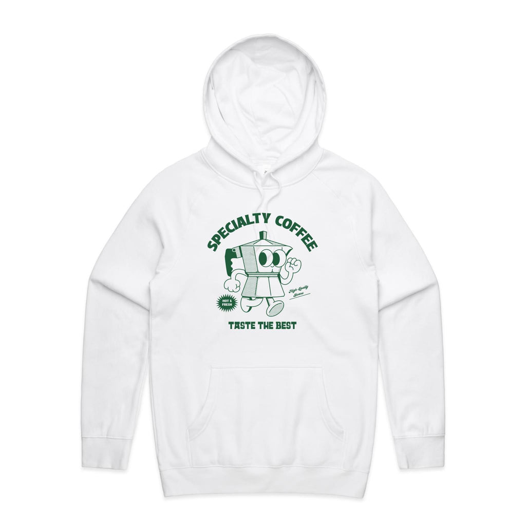 Specialty Coffee - Mens Hoodie White Mens Hoodie Coffee Printed In Australia